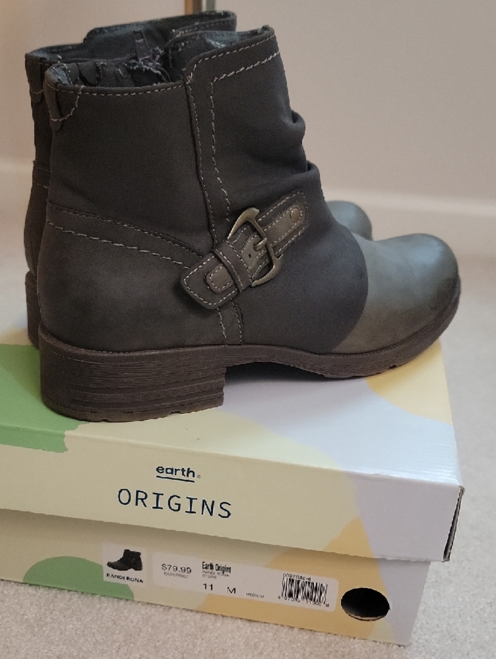 Origins - Women’s Ankle Boots - Gray Casual Zip & Buckle Bootie - Picture 3 of 4